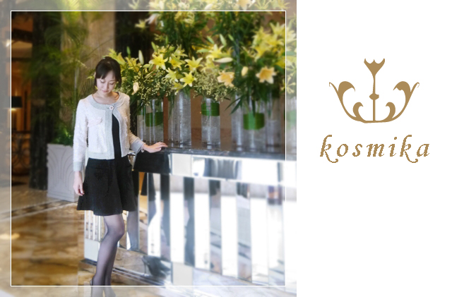 コスミカ イタリア製 スパンコール×スウェット ショートジャケット グレー×ピンク #S・M kosmika