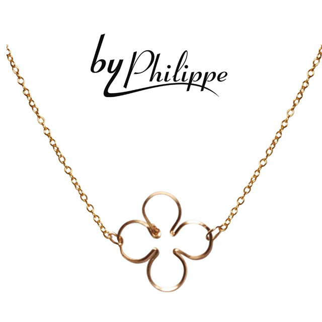 by philippe ニューヨーク発ワイヤージュエリー 14kゴールド クローバーネックレス バイフィリップ