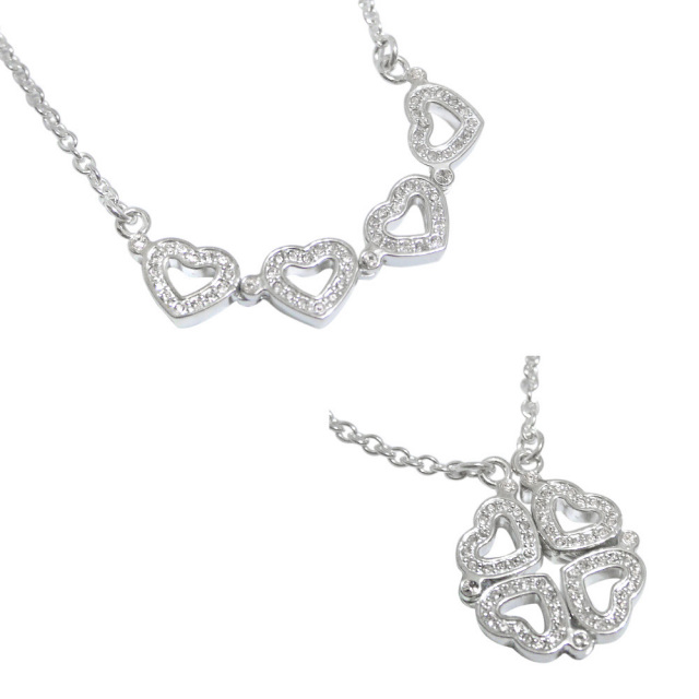 フォリフォリ HEART4HEART ハート&クローバーネックレス シルバー FOLLI FOLLIE