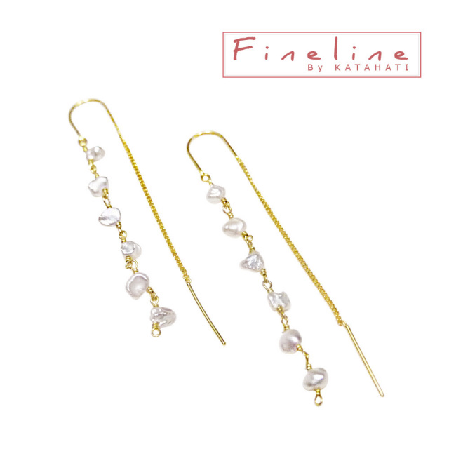 FineLine ドイツ発 シルバー925 ケシパール チェーンピアス