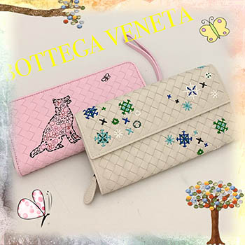 ボッテガヴェネタ　Bottega Veneta　刺繍イントレチャート長財布