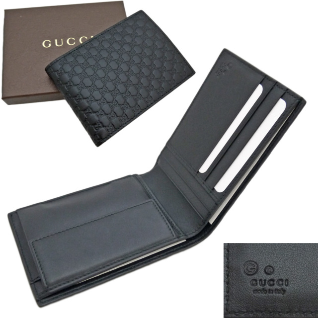 グッチ メンズ Ggシグネチャーレザー 二つ折り財布 コインケース付 黒 Gucci
