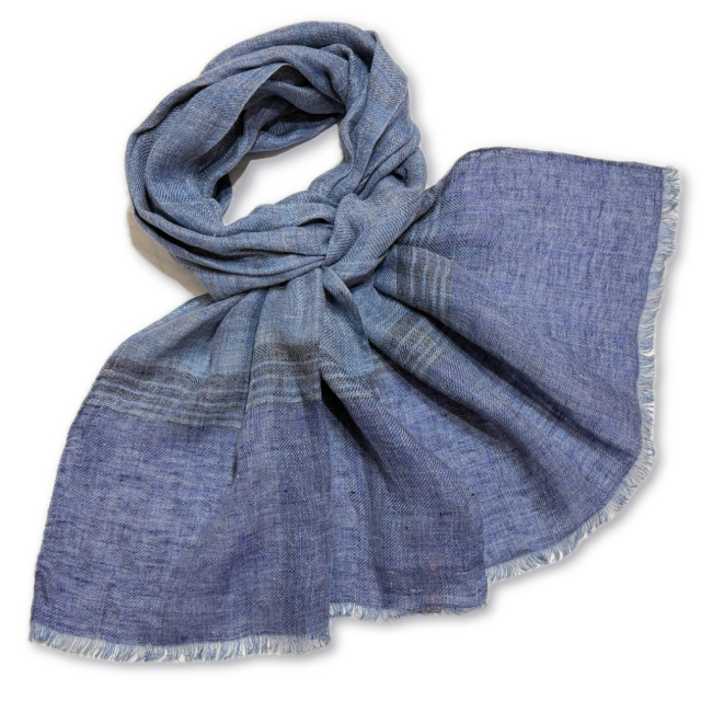ロロピアーナ  メンズ　リネン　ストール　ブルー　Loro Piana