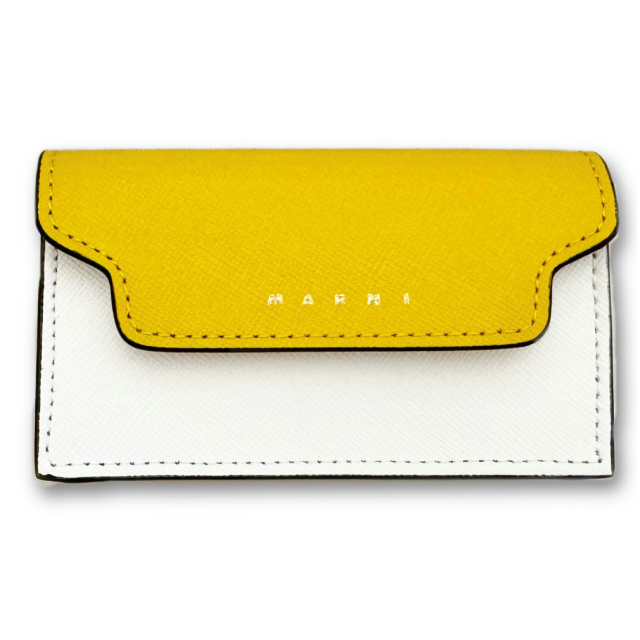 マルニ レザー バイカラーカードケース(名刺入れ） 黄色×白 MARNI