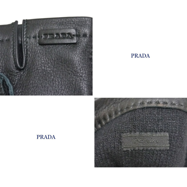 プラダ　メンズ  鹿革手袋(レザーブローブ)　黒　＃8.5#9　PRADA
