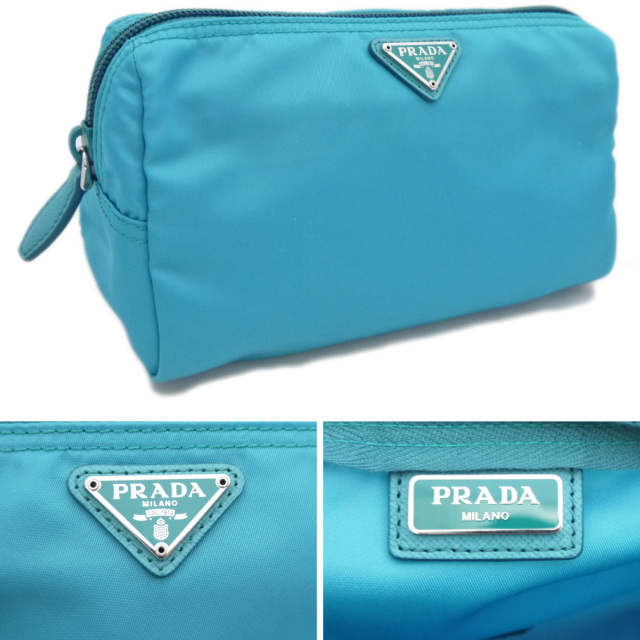 プラダ ナイロン化粧ポーチ ターコイズブルー（TURCHESE) 1NA693 PRADA