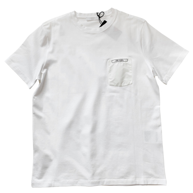 プラダ メンズ シンプル クルーネックTシャツ 白 #M PRADA