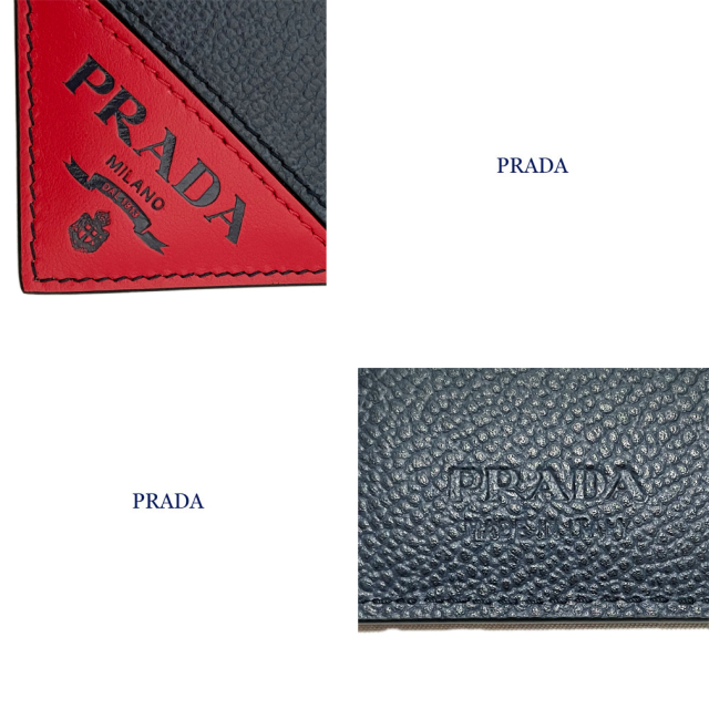 プラダ　メンズ　カードケース 　濃紺×赤 2MC035　PRADA