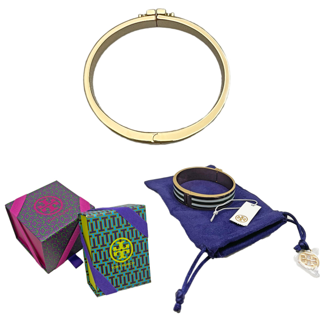 トリーバーチ キラ エナメル バングル グリーン×ブルー TORY BURCH