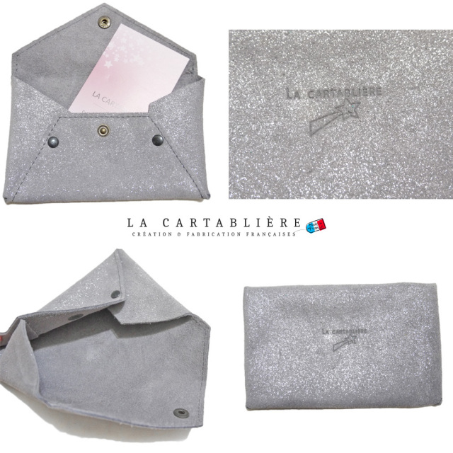 ラカルタブリエ　フランス製　きらきらスエード　カードケース（名刺入れ）　LA CARTABLIERE