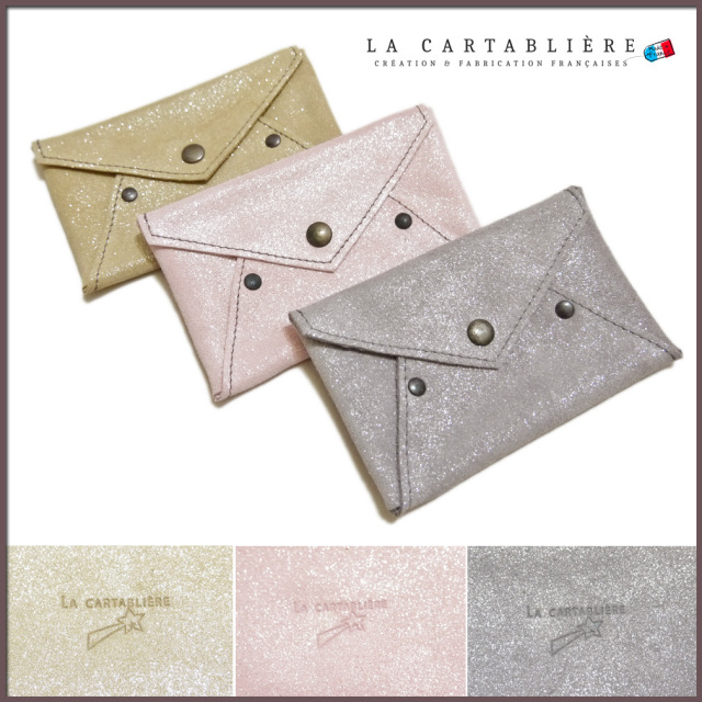 ラカルタブリエ　フランス製　きらきらスエード　カードケース（名刺入れ）　LA CARTABLIERE