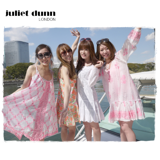 【Price down】juliet dunn london　水着の上に可愛い　ネオンカラー　長袖チュニックワンピース　ネオンピンク　#F　 ジュリエットダン