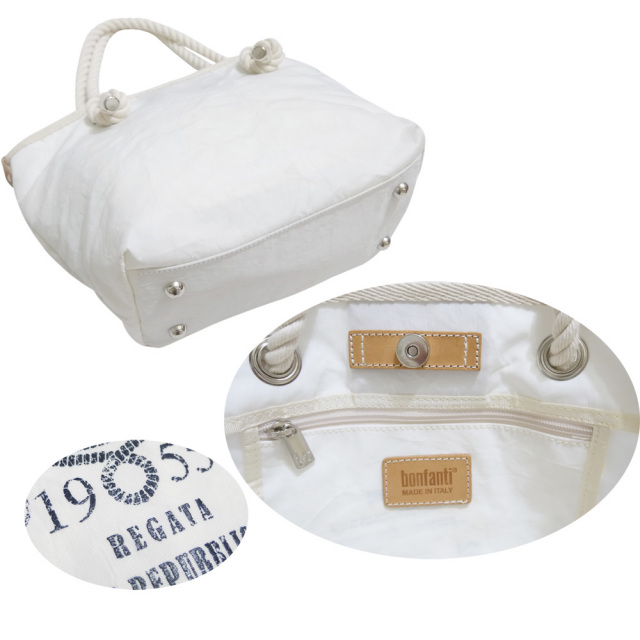 bonfanti　イタリア製　マリンテイスト　ミニトートバッグ（カートバッグ）　男女兼用　白　ボンファンティー