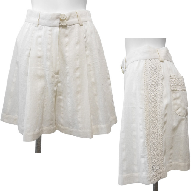 Peroto ブルガリア製 レースがお洒落なショートパンツ 白 #S #M ペロート