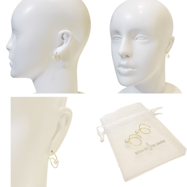 Melissa Mcarthur Jewellery ロンドン発ワイヤージュエリー22kゴールド淡水パールピアス メリッサマッカーサージュエリー