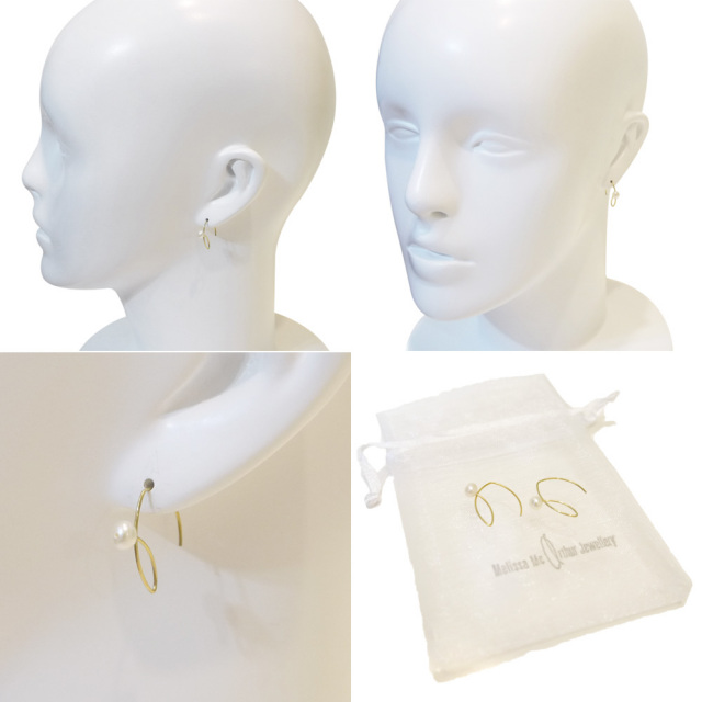 Melissa Mcarthur Jewellery ロンドン発ワイヤージュエリー22kゴールド チビ淡水パールピアス メリッサマッカーサージュエリー