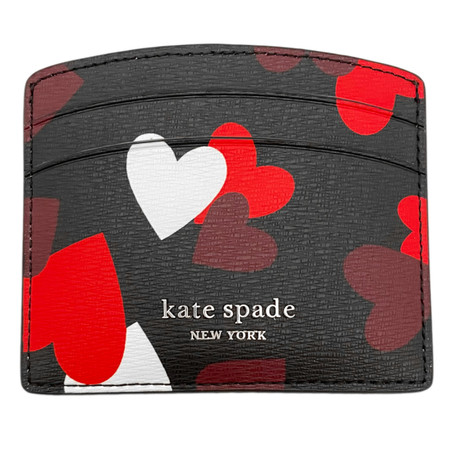 ケイトスペード　ハート柄　カードケース　黒×赤（spencer celebration hearts cardholder）　kate spade