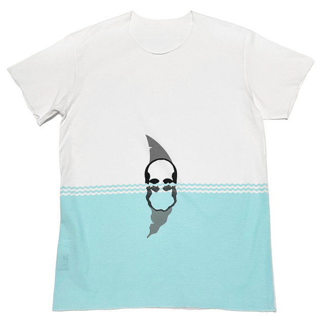 ルシアンペラフィネ　メンズ　シャーク　スカル　Tシャツ　白　#S　lucien pellat-finet