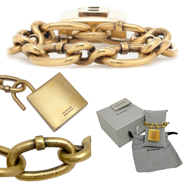 バレンシアガ　ロックチェーンブレスレット　Lock chain bracelet　ゴールド　BALENCIAGA